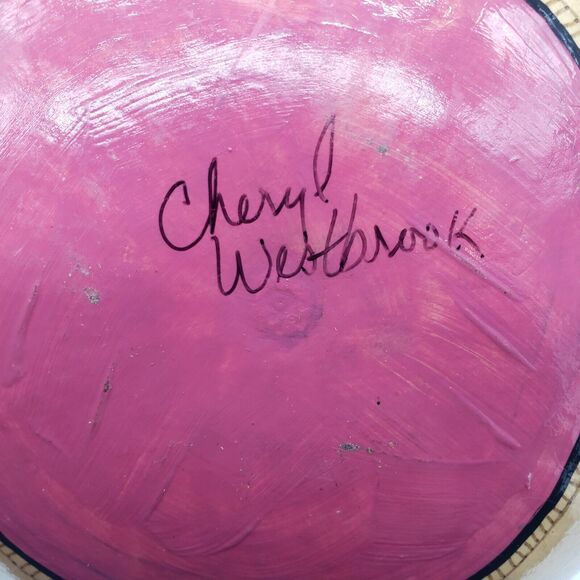 Hand Carved Hand Painted Gourd w/ marsh lotus birds & dragonflies. Artist signed - Picture 9 of 15